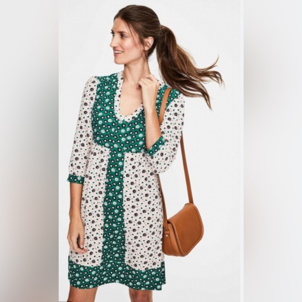 Boden Mollie Azalea Dress Green Pink Floral Sz 10 $138